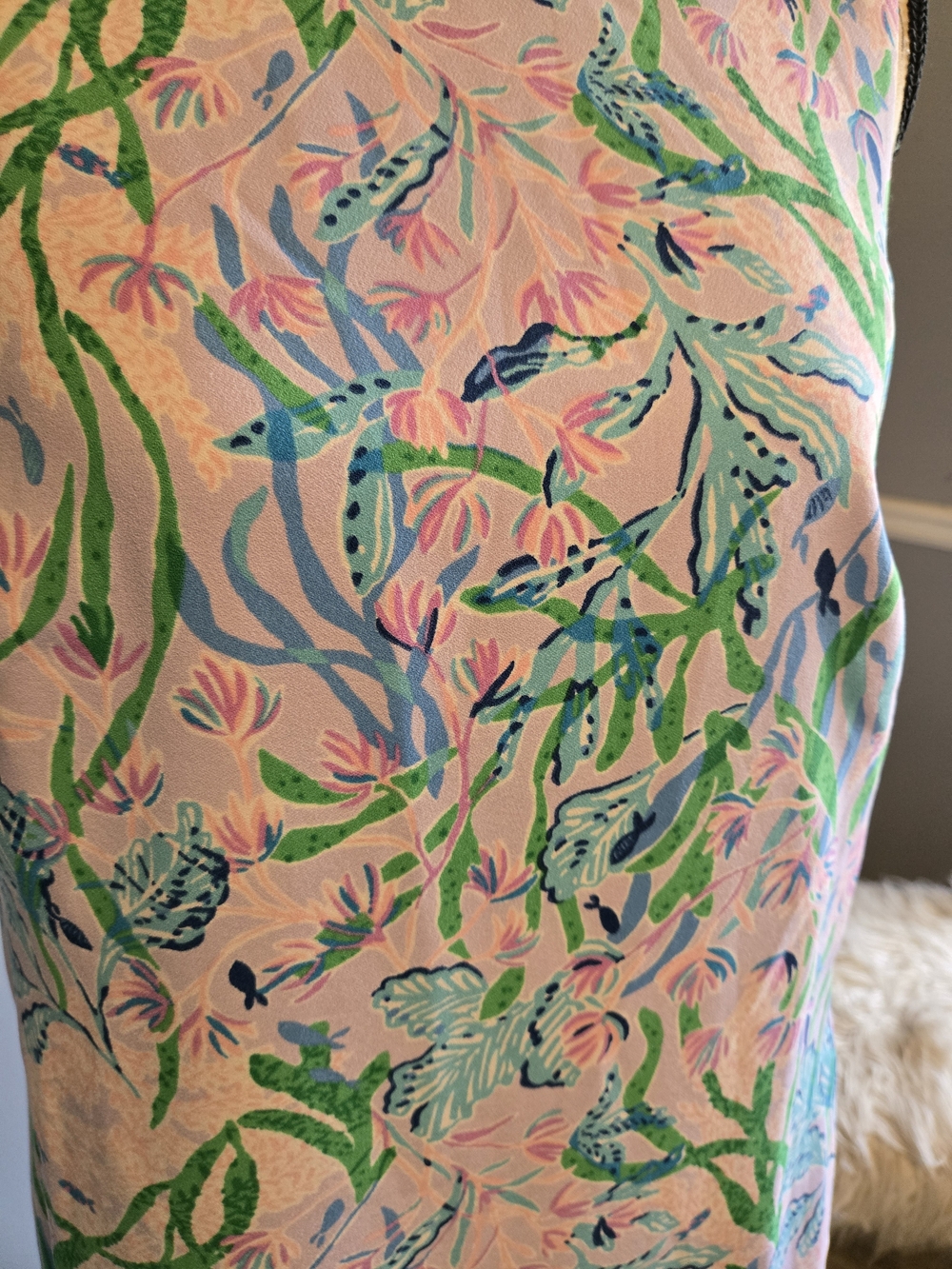 Lilly Pulitzer Pink Shift Dress with Green & Blue Botanical Print - Picture 2 of 8